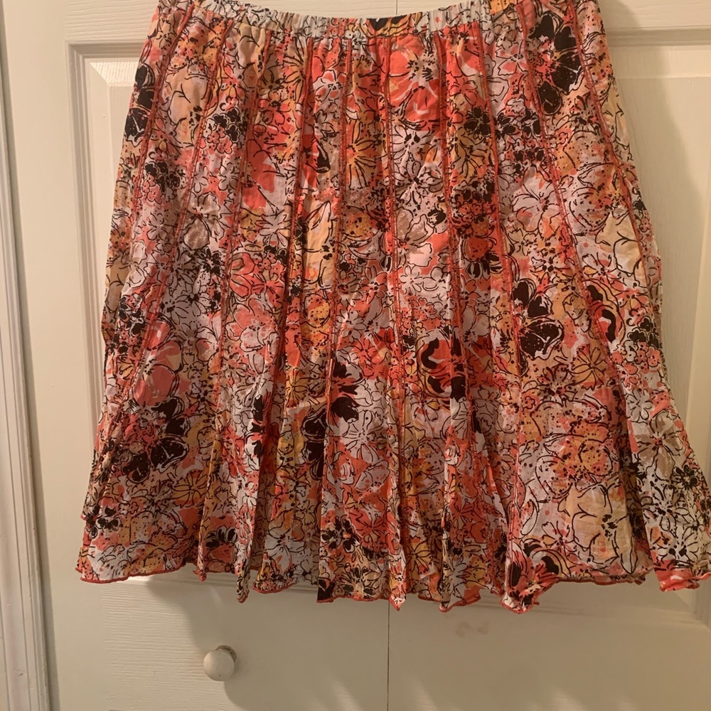 Christopher & Banks Floral pleated MIDI lined skirt Sz P/L